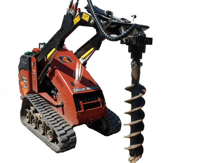 Post hole auger for mini digger top